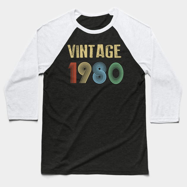 Vintage 1980 Birthday Baseball T-Shirt by Dirty Custard Designs 